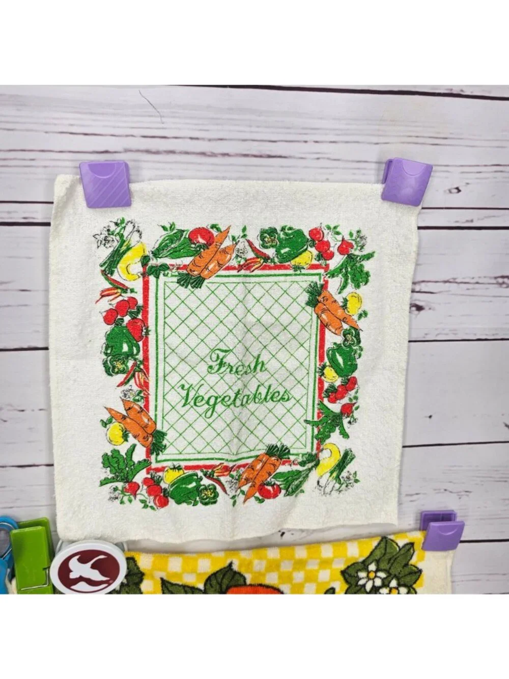Vintage Kitchen Towels Set Of 4 Farmhouse Fruit & Vegetable Prints